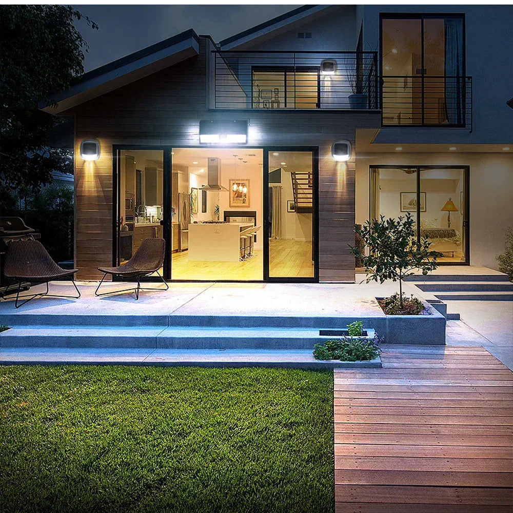New solar light outdoor wall lamp190LED Human Body Sensor Garden Light Three-Sided Emitting Small Street Light with Colorful Lights