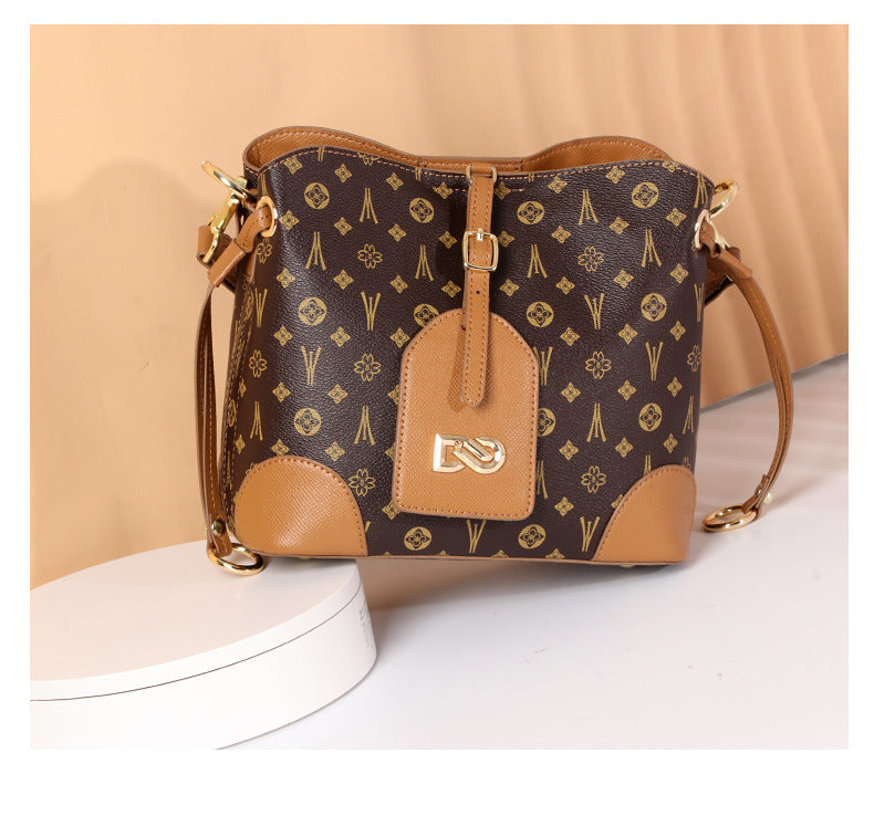 Trolis New Trendy Fashion Retro Bucket Bag Color-Block Personality Stylish Handbag High-Quality Crossbody Bag