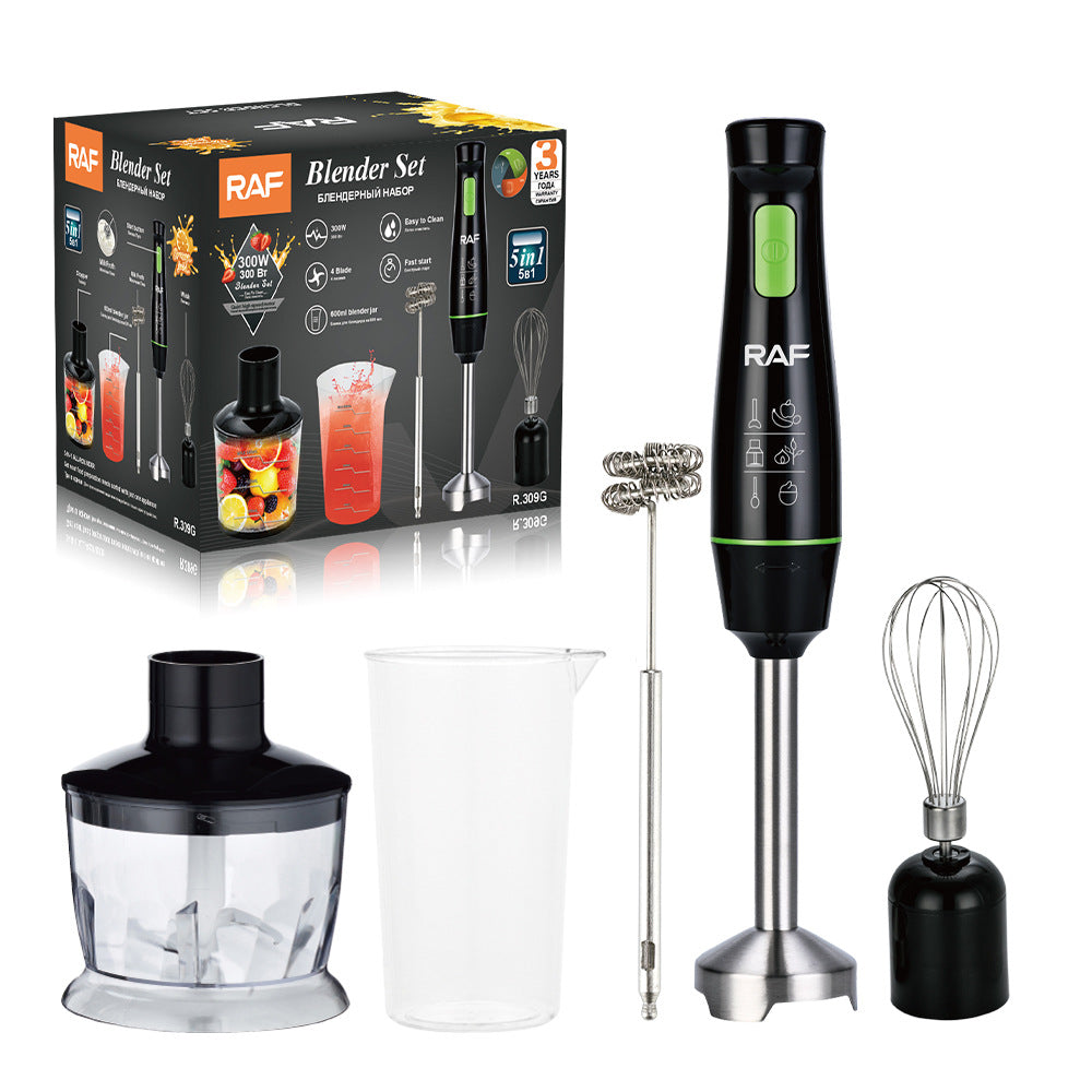 RAF EU Standard Portable Household Electric Stainless Steel Cooking Stick Blender Food Mixer 5-in-1309