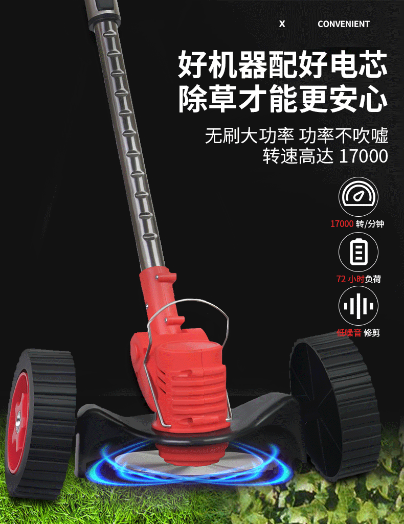 Lithium Battery Lawn Mower Weed Eater Rechargeable Household Grass Trimmer Electric Portable Garden Pruner Cordless