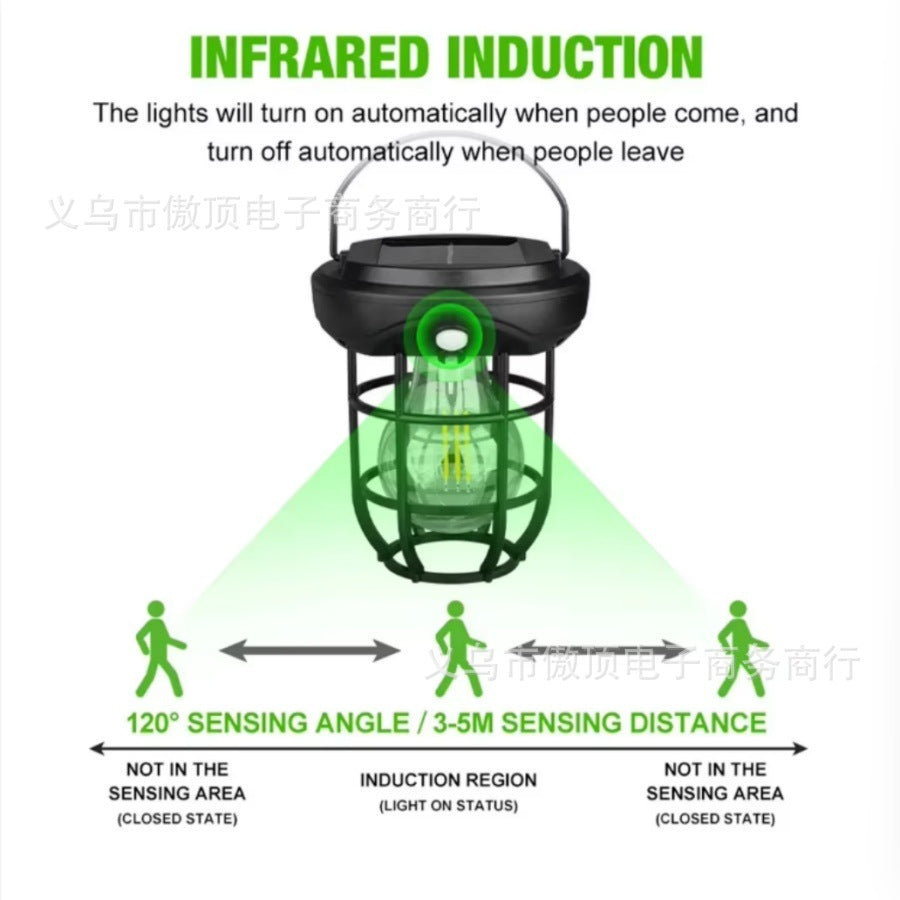 New Solar Tungsten Wall Light Human Body Sensor Camping Bulb Light Emergency Light Outdoor Camping Light