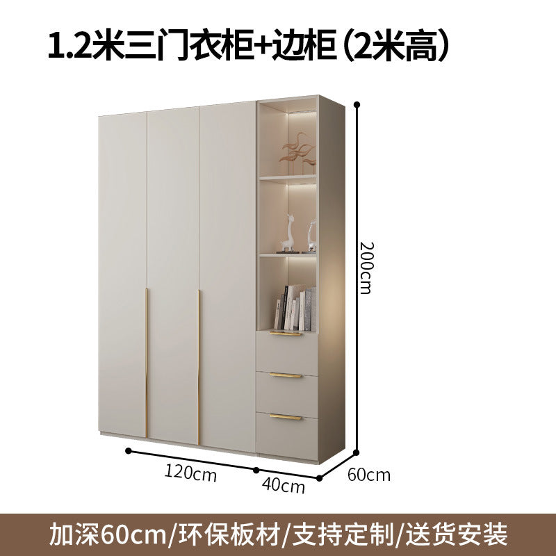 Custom Solid Wood Wardrobe for Home Bedroom Modern Simple Cream Style Hot-Selling Storage Cabinet One-Door to Ceiling Large Wardrobe