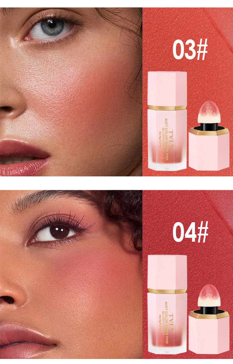 New Product TVLV Liquid Blush Velvet Moisturizing Six-color Lip Glaze Multi-functional Rouge Blush Facial Makeup
