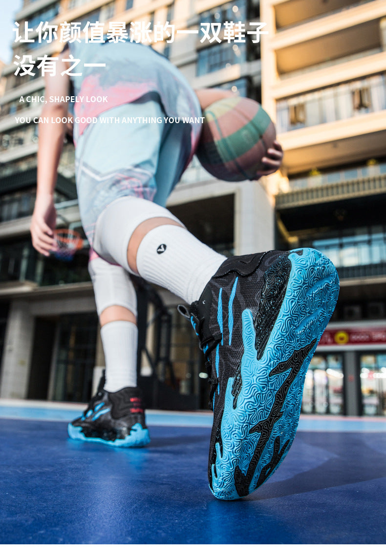 New Mid-Calf Professional Basketball Shoes Outdoor Practical Breathable Couple Shoes Thick Sole Non-Slip Unisex Shock Absorption Sports Shoes