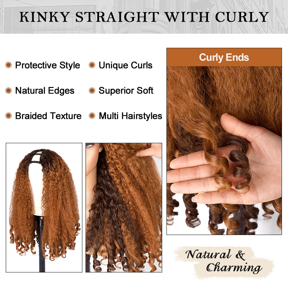 Ombre Brown V part Afro Wig with Different Color Cross-Border African Roll