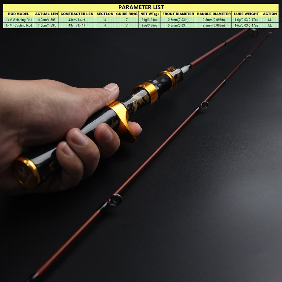 1.4MiXixiu Elastic Rod Ultra-Soft Portable Four-Section Lure Rod for Fishing Small Fishes Like Mouthfish and White Striped Fish Wholesale from Manufacturer