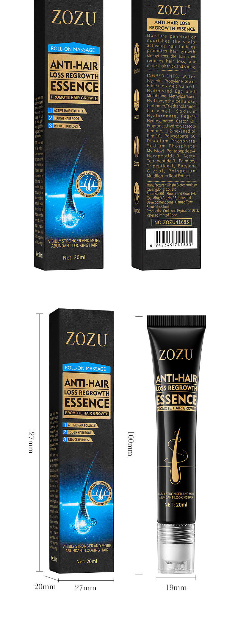 Anti-Hair Loss Serum ZOZU Strengthen Hair Roots Improve Hair Loss Hair Growth Essence  Wholesale