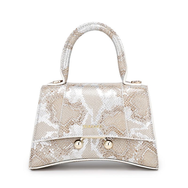 First Layer Snake Pattern Hourglass Bag Female Affordable Luxury Fashion Women's Bag Niche Baguette Handbag All-Match Shoulder Messenger Bag