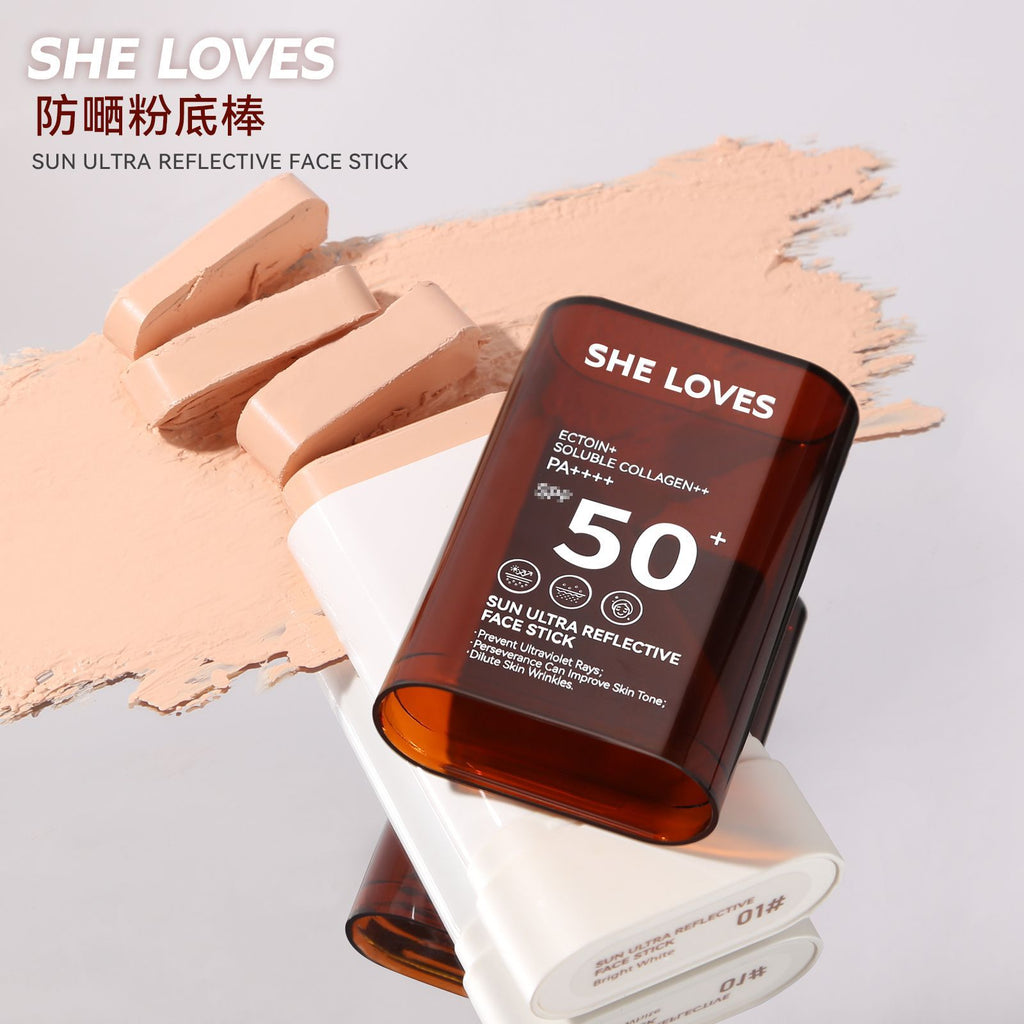 sheloves Anti-UV Foundation Stick Natural Long-lasting Concealer Non-removing Makeup Non-stuck Powder Foundation Cream