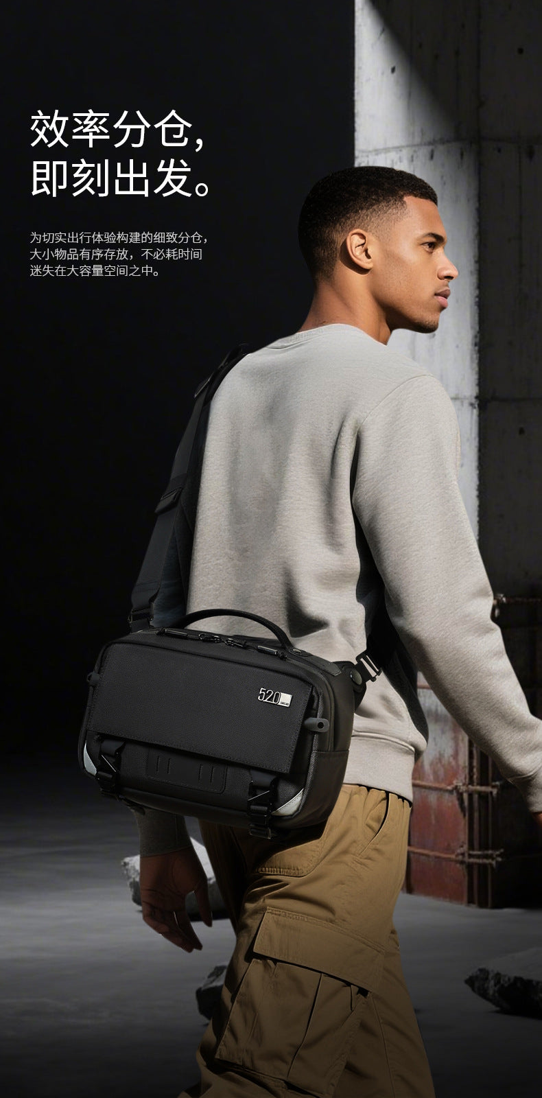 ozuko Men's Crossbody Bag Shoulder Bag Waterproof Large Capacity Outing Portable Bag High-end Multifunctional Trendy Brand