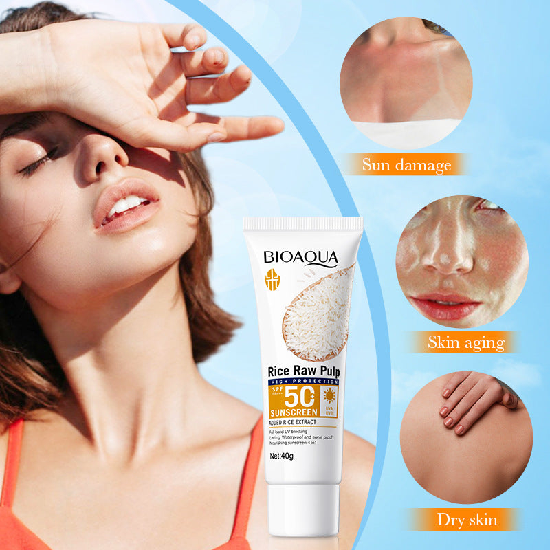 Rice Puree Sunscreen40g BIOAOUA Sunscreen Isolation Cream Sunscreen  Foreign Trade Wholesale