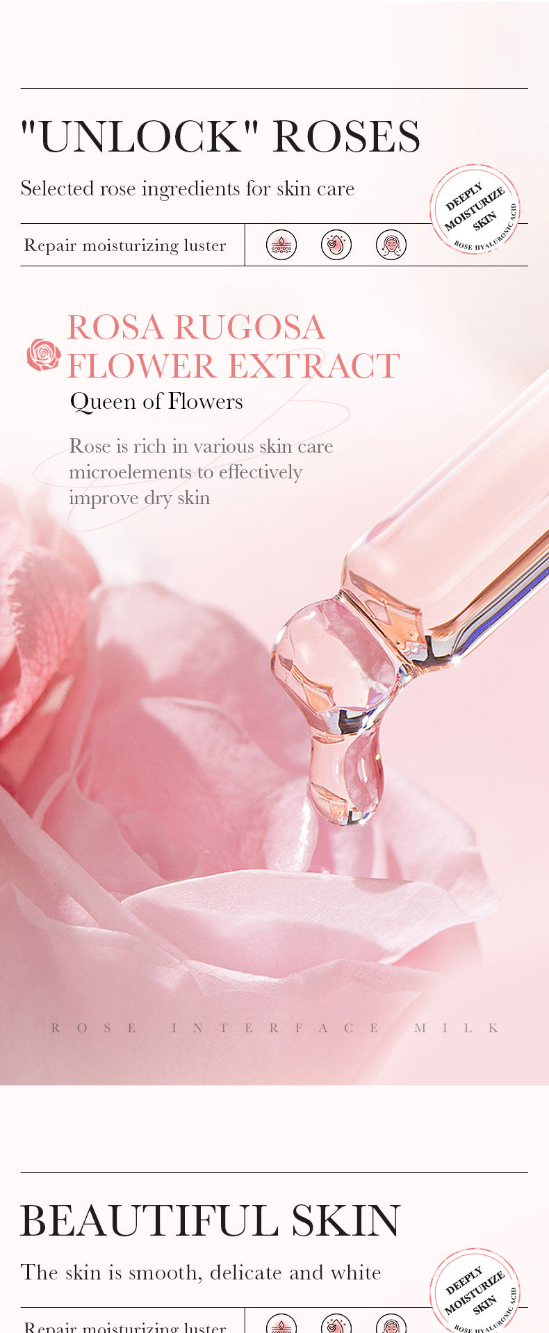 Rose Skincare Set BIOAOUA Hyaluronic acid moisturizing six-piece set  foreign trade wholesale