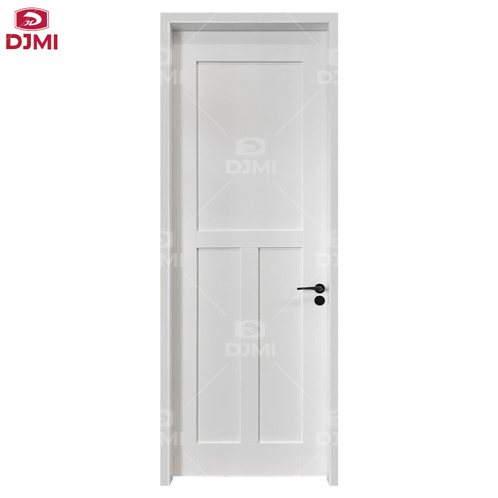 Guangdong Daji Customize Interior Bedroom White Primed Solid Core Wood Single Prehung Interior Shaker Door