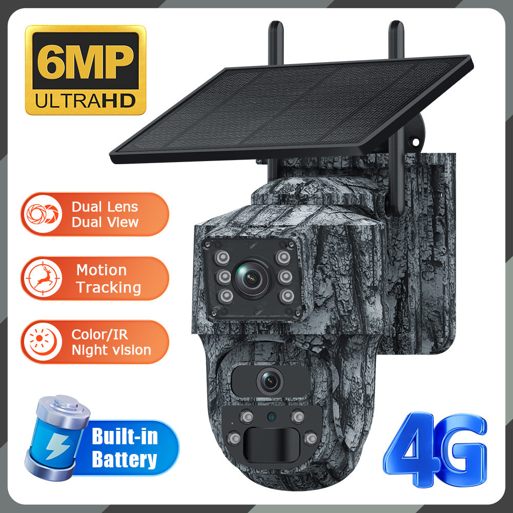 Specially designed for Solar Surveillance Cameras6MP High Definition Dual Screen4G Outdoor Waterproof Camera New Camouflage