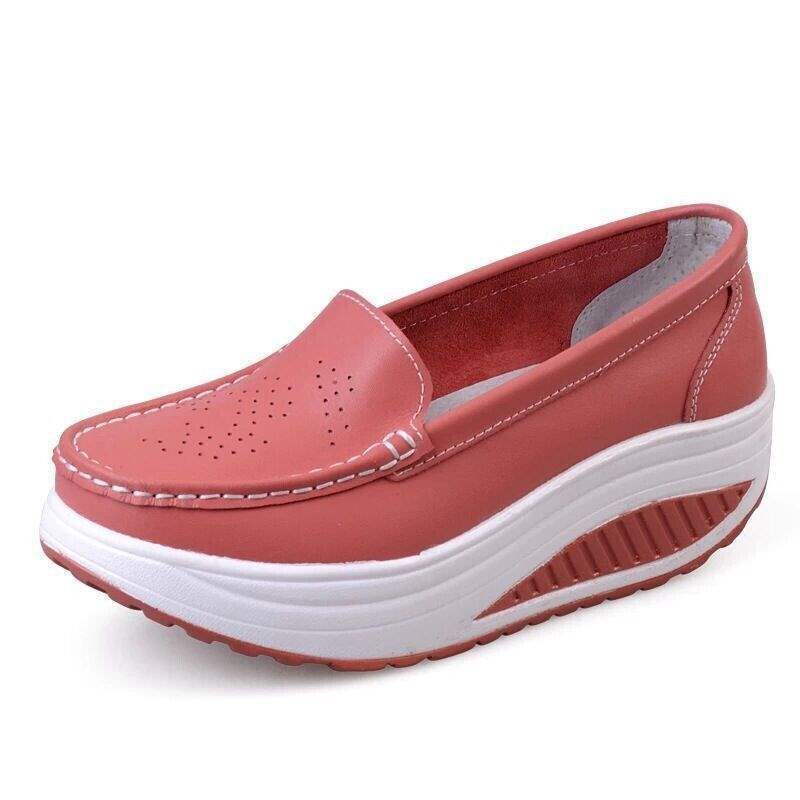 Platform Shoes for Women Thick Sole Nurse Shoes Wedge Mom Shoes High Heel White Soft Sole Work Shoes Travel Single Shoes Rocking Shoes