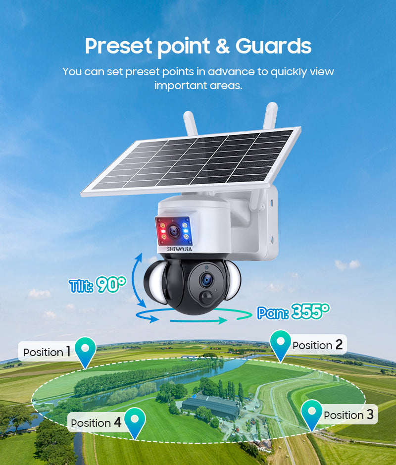 Source Factory Specializes in Solar-Powered Gun Ball Linkage HD600Multi-camera Multi-view Courtyard Surveillance