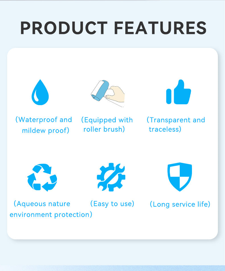 baolisi Roller Type Transparent Waterproof Glue Exterior Wall Roof Bathroom Leak Repair Glue Floor Tile Toilet Edge Leak Sealing
