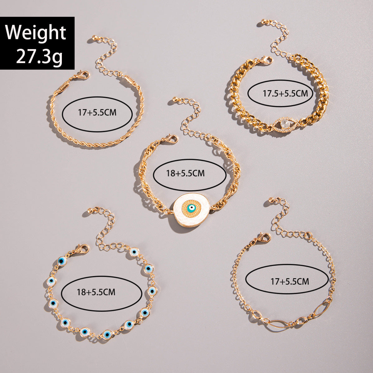 European and American Style Bracelet Bohemian Devil's Eye Bracelet Design Sense Inlaid Diamond Oil Drop Exaggerated Bracelet Set