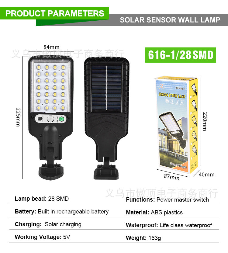 Outdoor Solar Street Light New Human Body Sensing Garden Light with Remote Control LED Wall Lamp Waterproof Garden Light