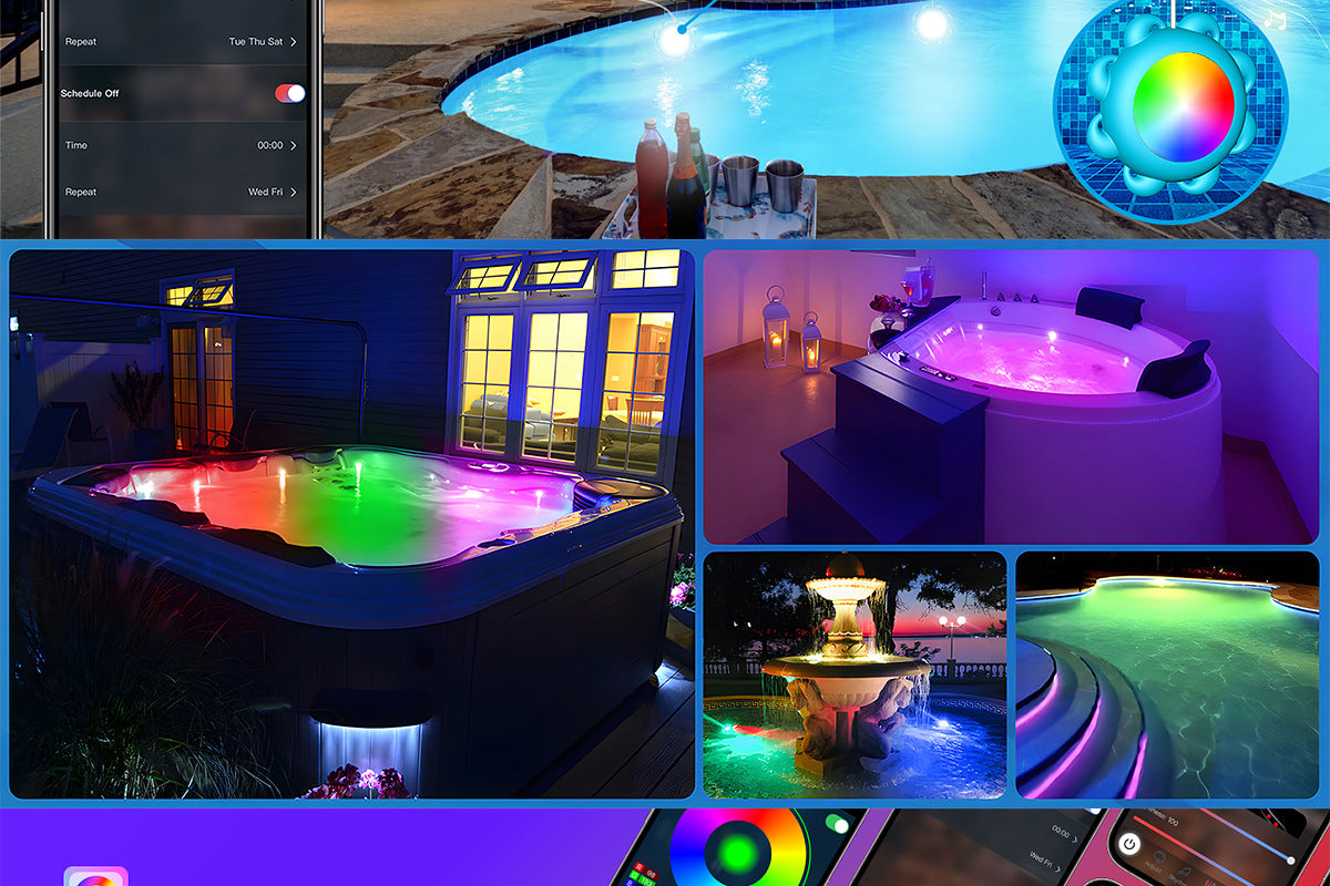 Bluetooth Pool Light IP68Waterproof Underwater Light LED Atmosphere Light Underwater Light Outdoor Hanging Pool Light