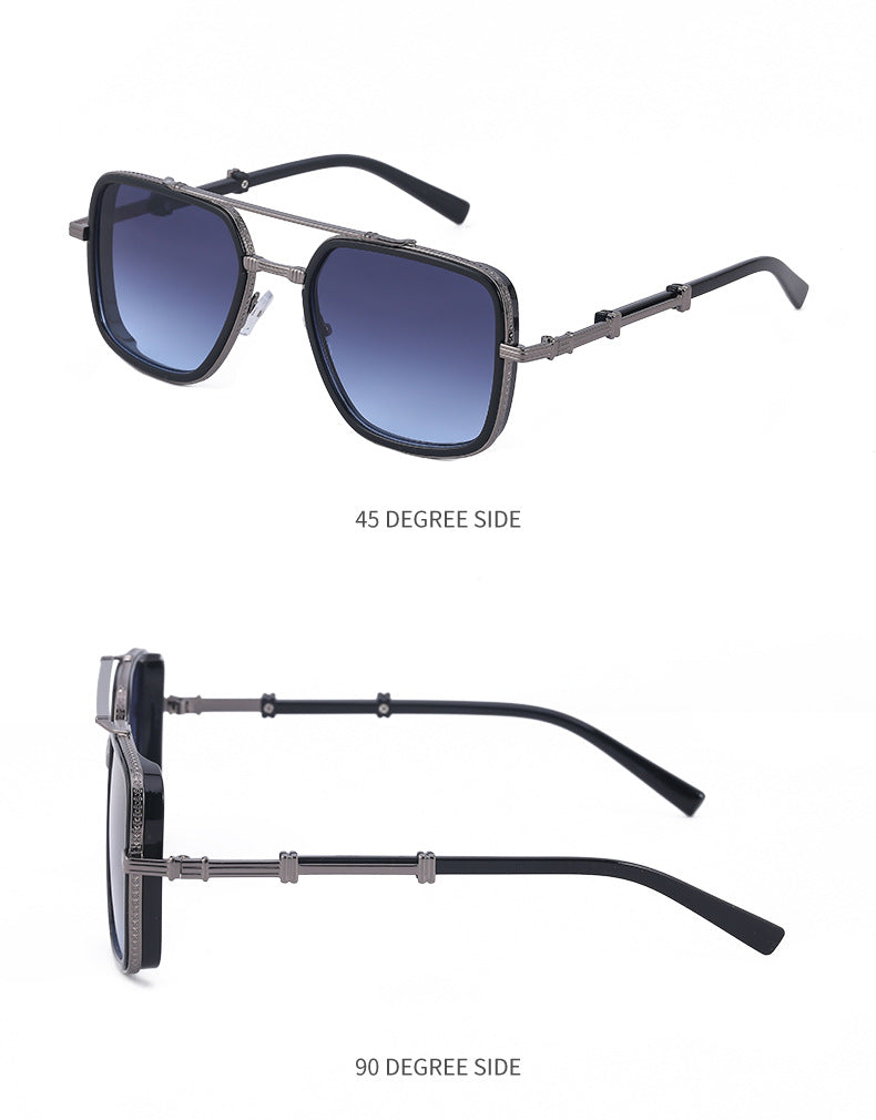 Vintage Double Bridge Square Frame Men's Sunglasses Outdoor Hiking Trendy Sunglasses Sun Protection Glasses Wholesale shades
