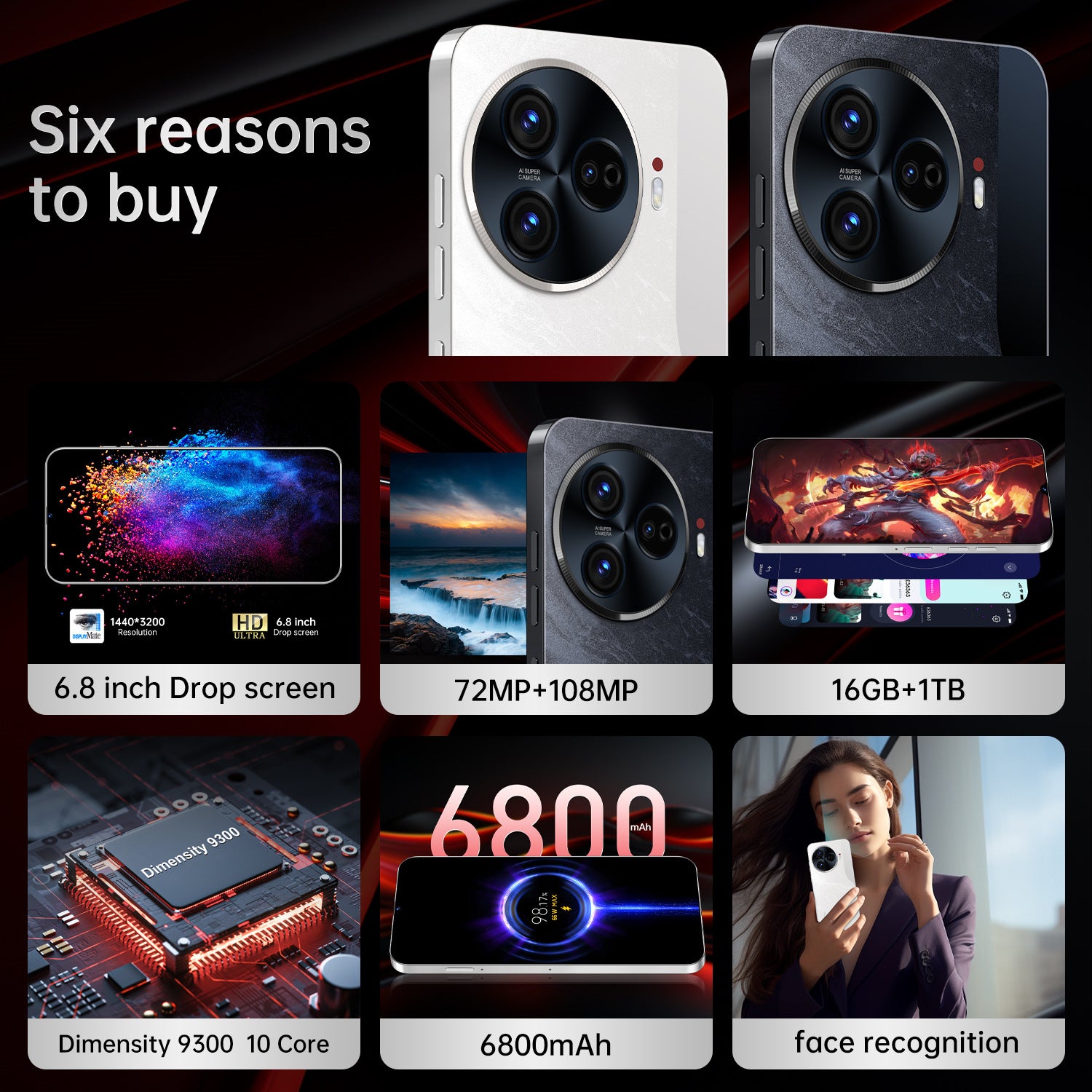 New C30 Pro Mobile Phone16+1T Android Smart Large Screen Mobile Phone Factory AliExpress Hot Sale
