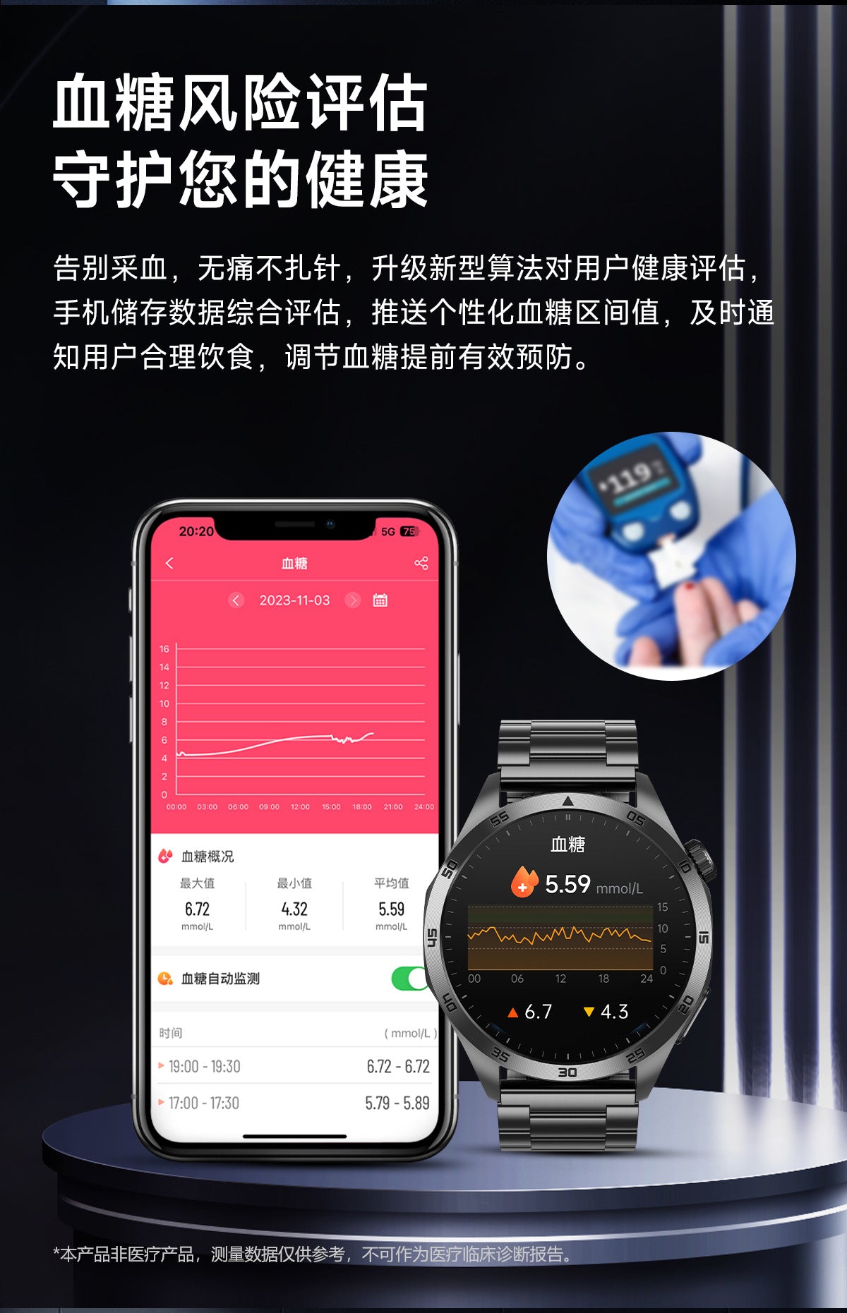 New ET485Smart Watch ECG ECG Health Monitoring Non-Invasive Blood Glucose Measurement Bluetooth Call Smart Watch