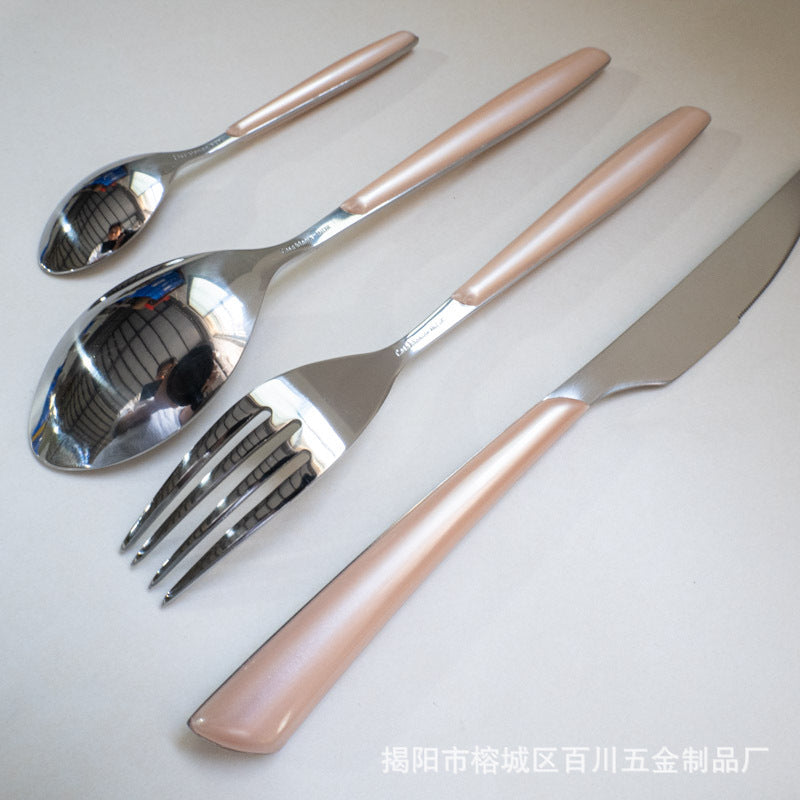 Square Handle High-End Thickened Stainless Steel Western Cutlery Hotel Knife Fork Spoon Set Cutlery Steak Knife Fork Wholesale Factory