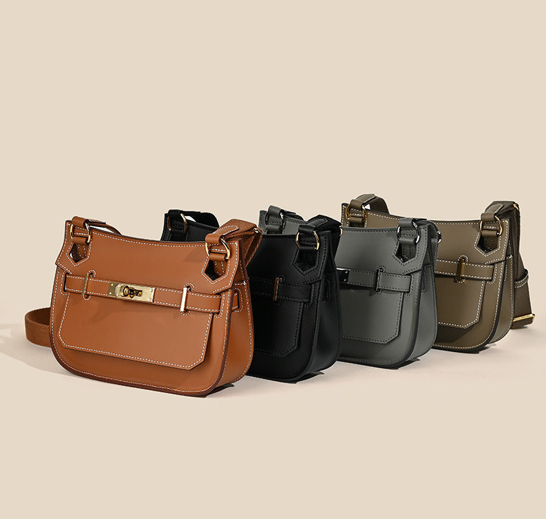 European and American retro new style high-end calfskin Kelly bag for women mini Gypsy Shoulder Crossbody Bag Genuine Leather Women's Bag