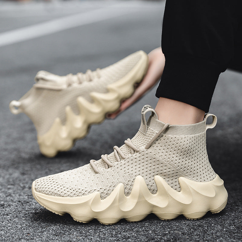New Large Size Men's Shoes Sports Casual Shoes Men's Korean Style Trendy Shoes Lightweight Breathable Sock Shoes Men's Volcano Shoes