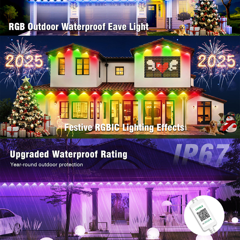 RGB Eaves Light Bluetooth Eaves Light String LED Eaves Lamp Outdoor Waterproof Eaves Lamp Room Eaves Lamp Symphony Eaves Lamp