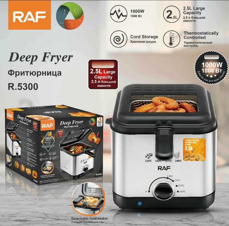 RAF Deep frying pan Household Electric Fryer Electric Fryer Commercial Fried Dough Sticks French Fries Machine Fried Chicken Deep Fryer 2.5L