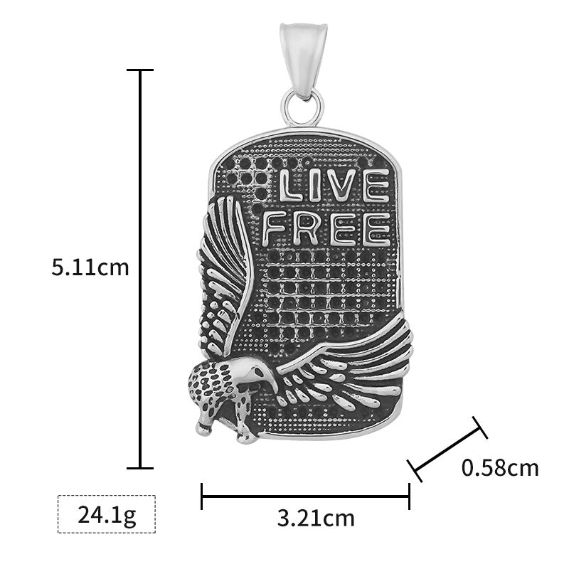 Wholesale Niche Hip-Hop Long Stainless Steel Eagle Square Pendant Sweater Chain Personality Street Style Unisex Titanium Steel Necklace