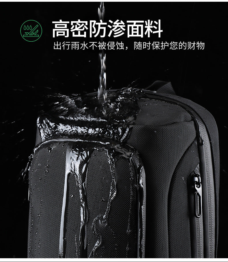 OZUKO Men's Functional Chest Bag Waterproof Crossbody Bag Multifunctional Shoulder Bag Outdoor Sports Large Capacity Trendy Bag
