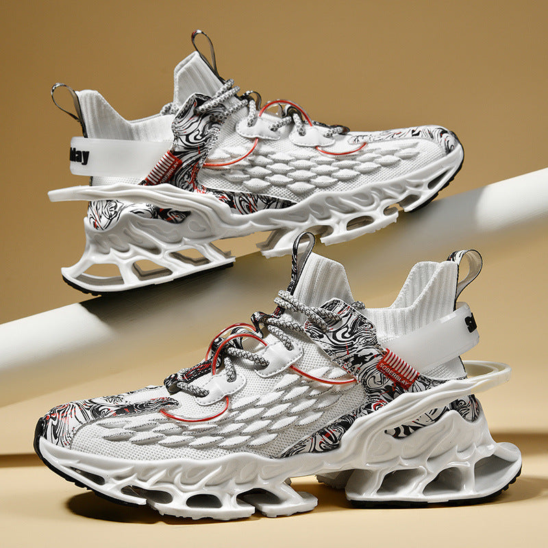 Chinese Style Men's Shoes Spring and Autumn Running Shoes Basketball Sports Shoes Ultra-light Shock-absorbing Breathable Running Blade Shoes Chinese Style Design