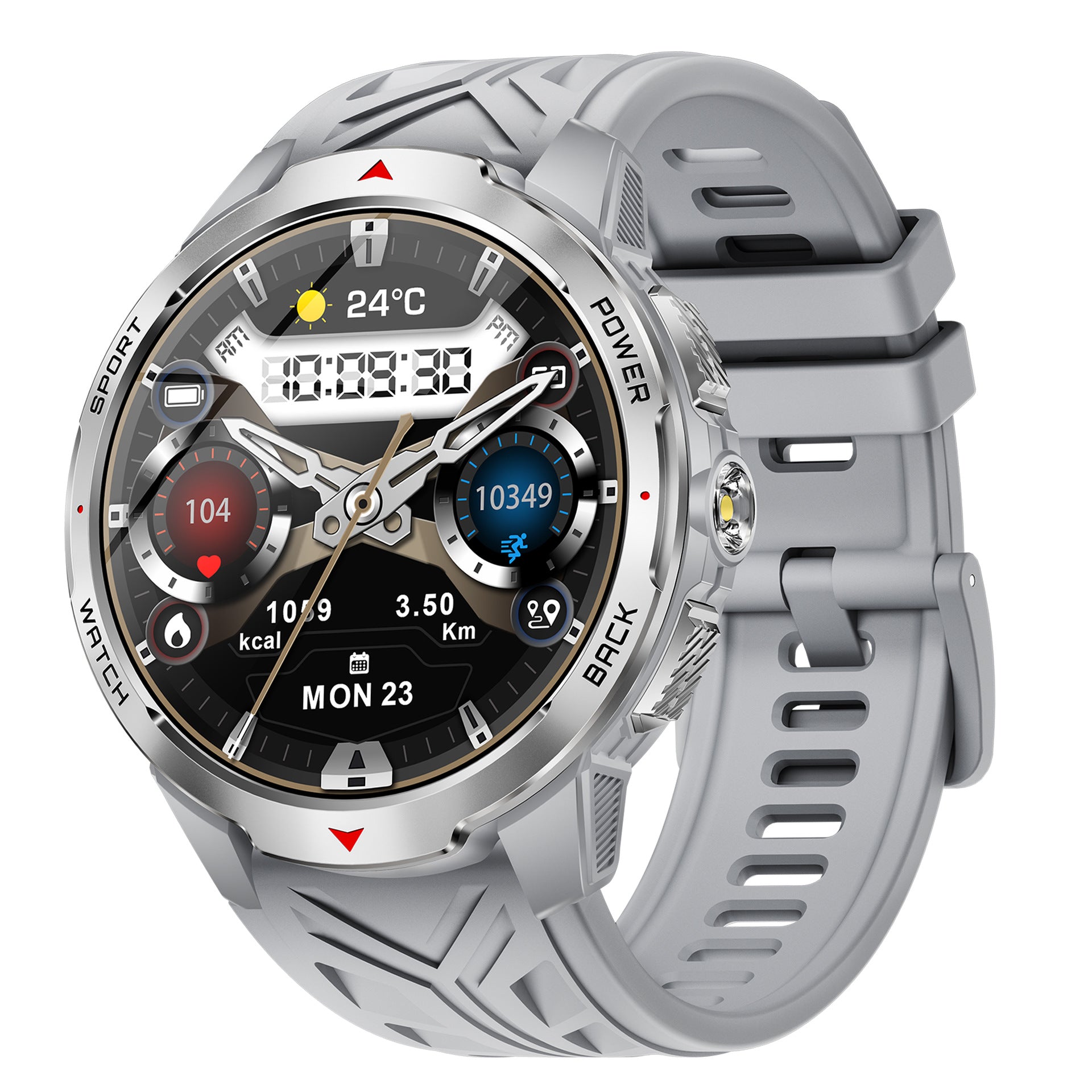 KT88Smart Watch Bluetooth Call Heart Rate Pedometer Sleep Compass Flashlight Deep Waterproof Three-Proof Sports