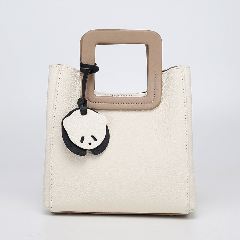 Light Luxury French Style Handheld Small Square Bag for Women, Versatile Shoulder Bag with Small Pendant, Commuter Tote Bag