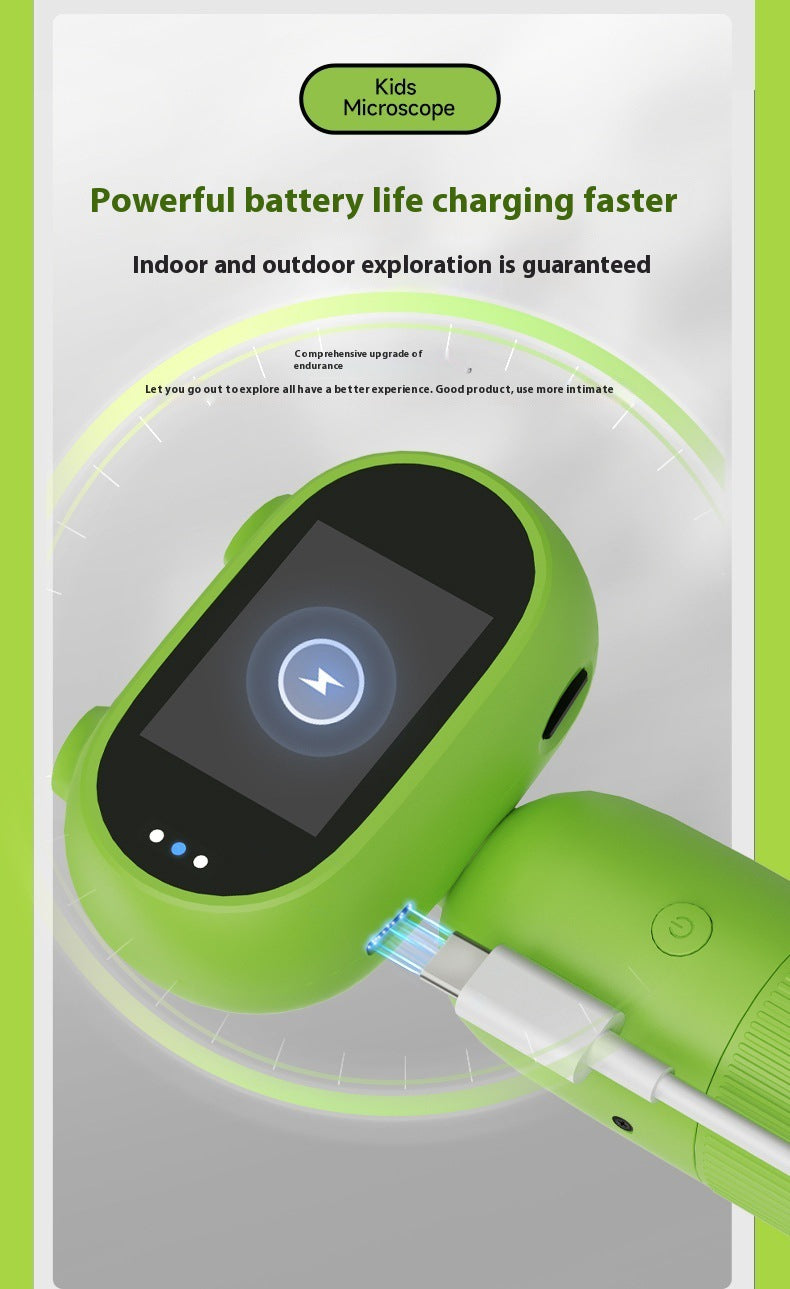 Cartoon High-Definition New Children's Digital Electronic Microscope with Screen Handheld Portable Magnifier Educational Gift In Stock