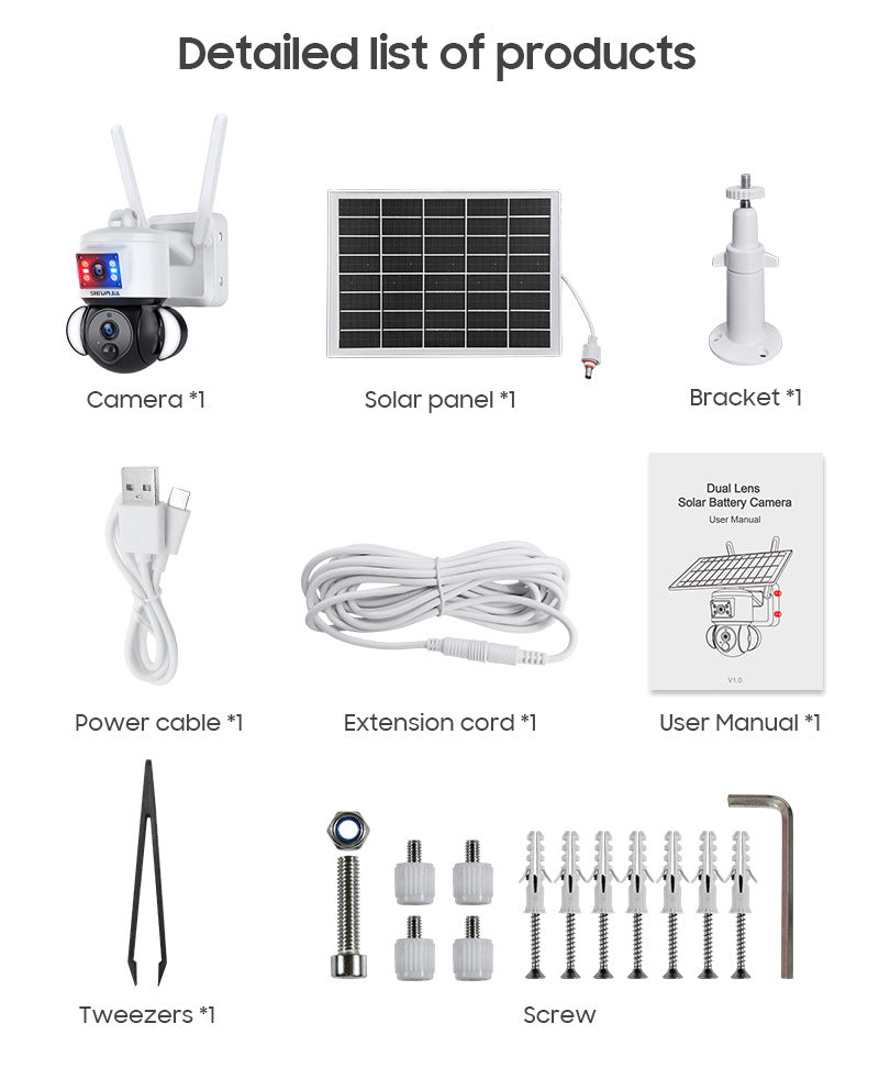 Source Factory Specializes in Solar-Powered Gun Ball Linkage HD600Multi-camera Multi-view Courtyard Surveillance