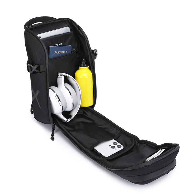 OZUKO Men's Chest Bag Waterproof Crossbody Bag Business Simple Crossbody Bag Trendy Commuter Small Backpack High-End Feel