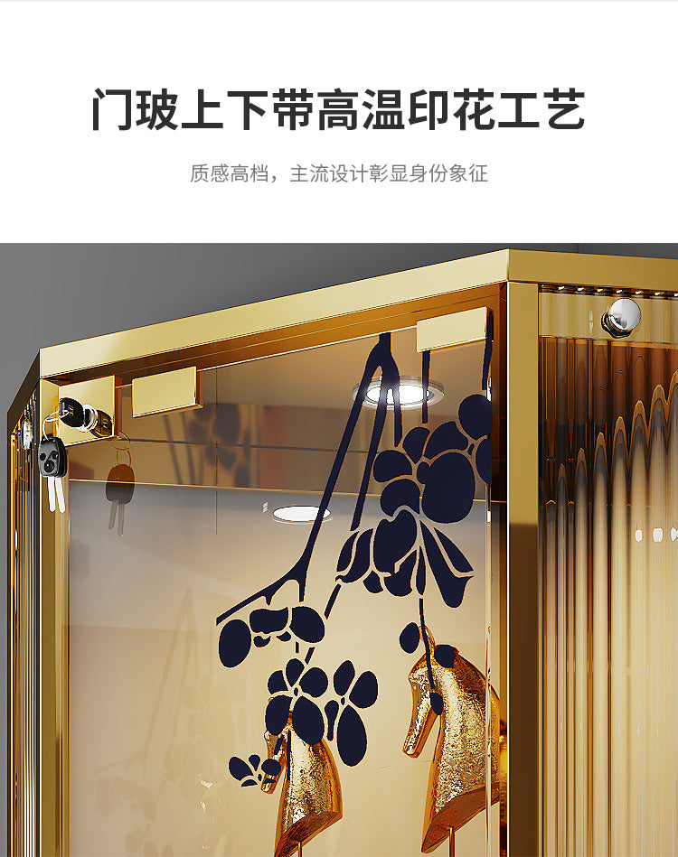 High-End Light Luxury Glass Corner Cabinet Modern Minimalist Living Room Wall Corner Cabinet Triangle Storage Cabinet Sideboard Wine Cabinet