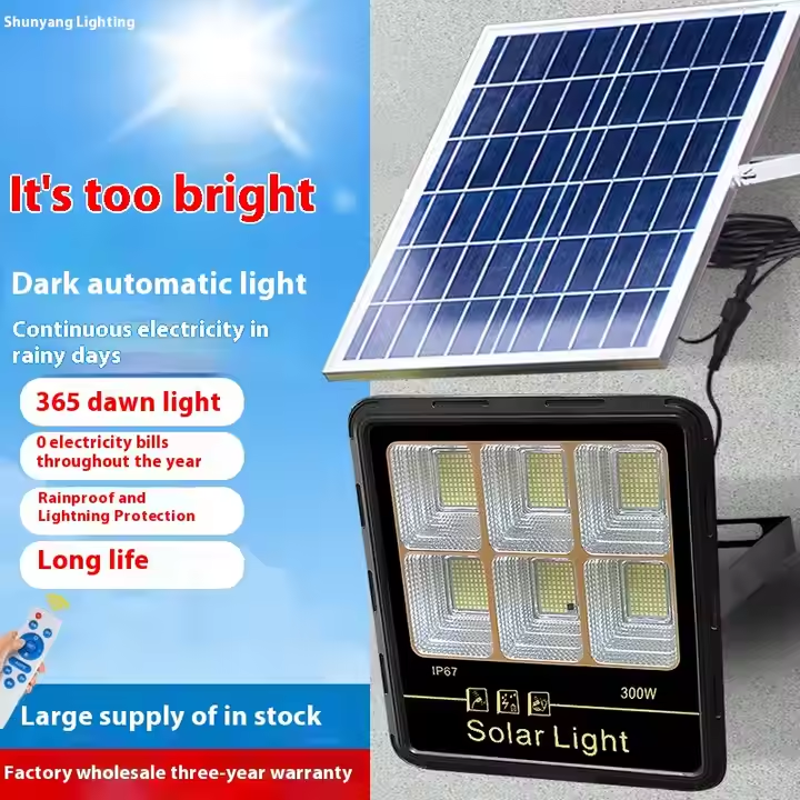 100W-300W Smart Super Bright Outdoor Waterproof Garden Light Split Solar Flood Light for Yard Lighting