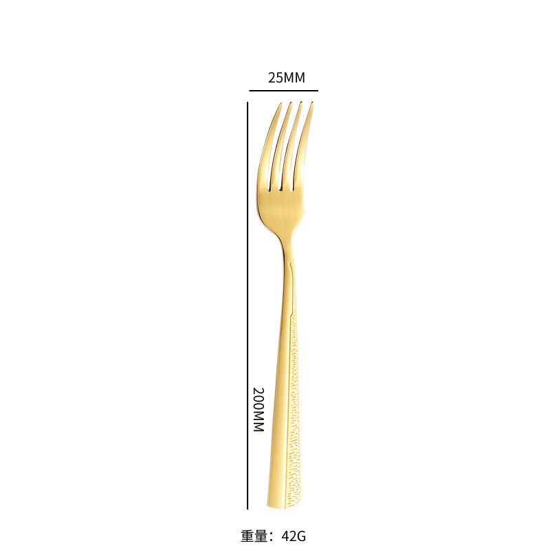 410Stainless Steel Tableware Hotel Restaurant Sand Texture Knife Fork Spoon Tea Spoon24Set of gold Western Steak Knives and Forks