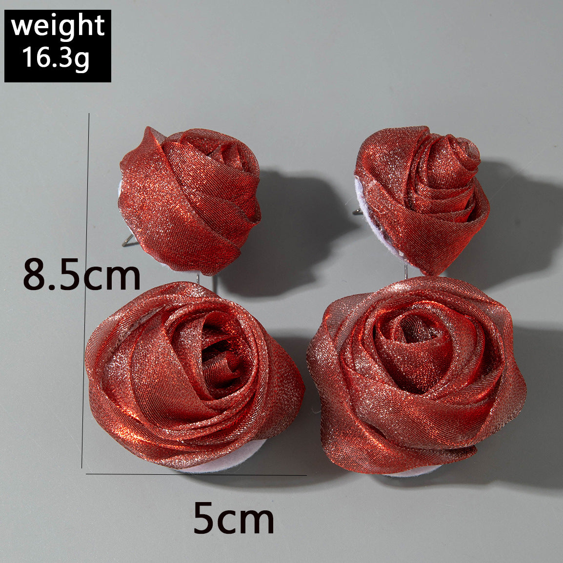 European and American Light Luxury High-End Fabric Rose Flower Earrings Fashion Versatile Three-Dimensional Flower Earrings Wholesale