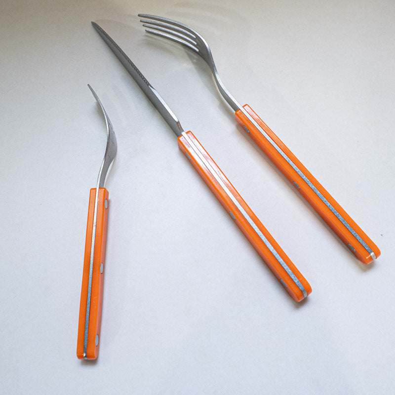 ins Western Dining Tableware ABS Rivet Handle Creative Korean Tableware Clip Handle304Stainless Steel Tableware Snowflake Distressed