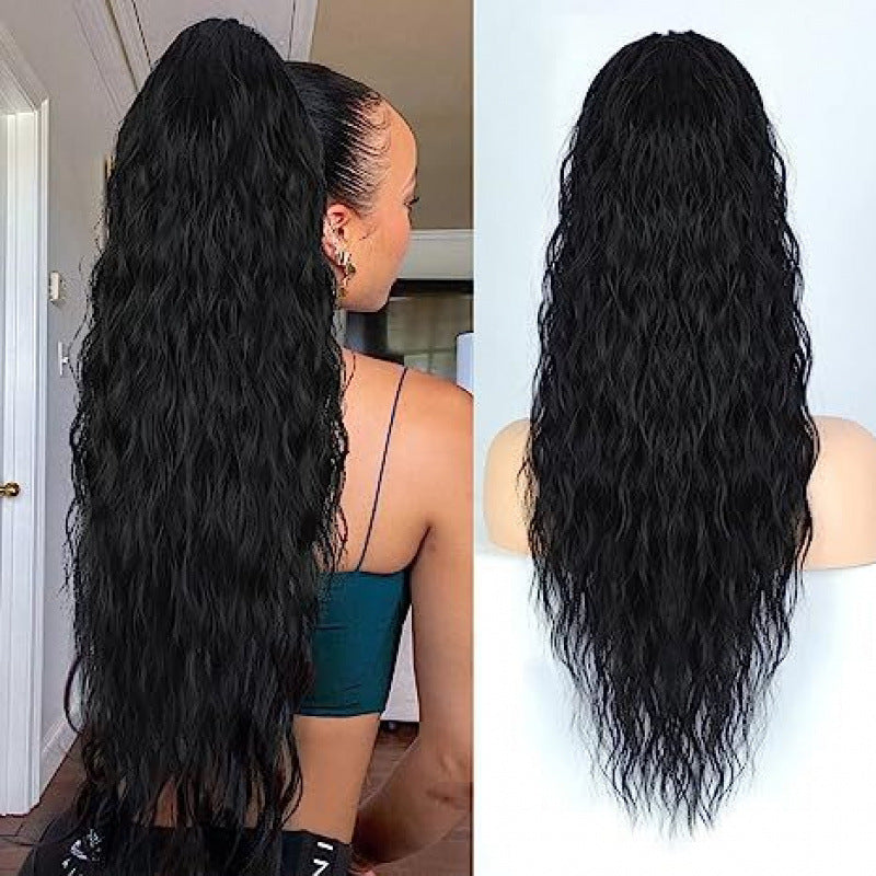 Drawstring Ponytail Wig European and American Style Corn Silk Net Wig Ponytail Water Wave ponytail hair Wig Detection