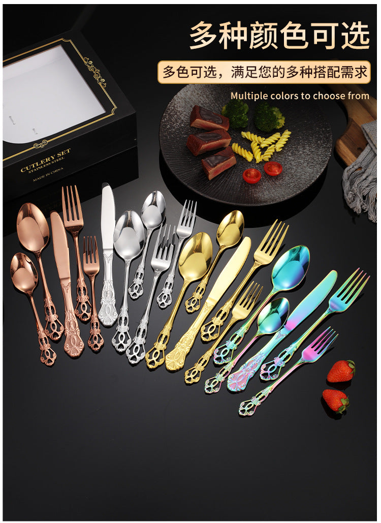 New Hot Selling Stainless Steel Royal Court Tableware Knife, Fork, Spoon40Set20Set of Steak Knives and Forks
