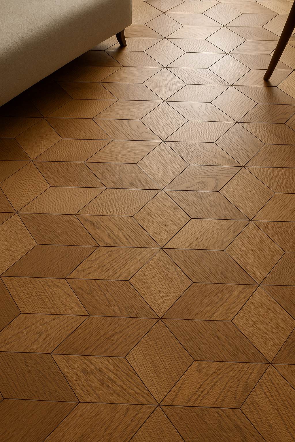 Customizable 12mm Multilayer Hexagon Oak Parquet Flooring | Engineered Oak Wood Floor Geometric Design Waterproof Outdoor