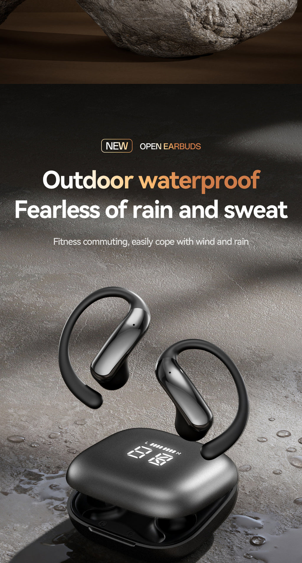 M142Popular OWS Open-type ultra-long battery life high-quality sound over-ear digital display wireless Bluetooth headphones