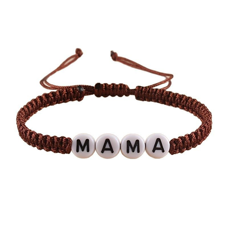 Mother's Day Birthday Gift Bracelet for Women, Stretchable Adjustable Handmade Woven Bracelet MAMA Letter Braided Bracelet